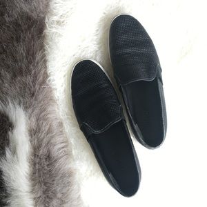 VINCE MENS BLACK LEATHER SLIPON SNEAKERS SHOES 8.5